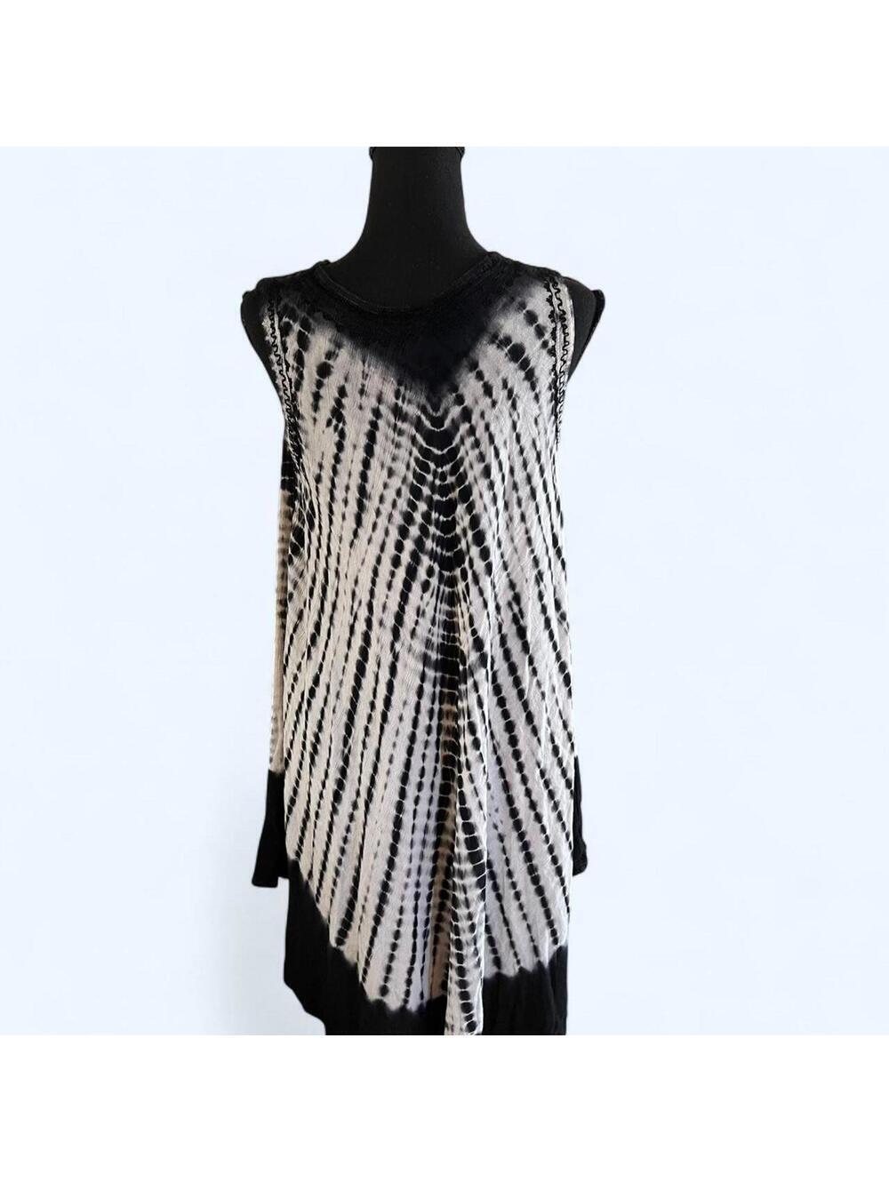 Vintage Y2K InGear Black White Tie Dye Sleeveless Boho Dress Size small - Picture 5 of 7